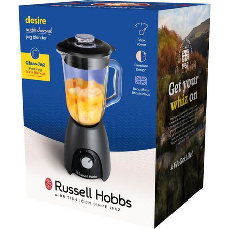 Frullatore - RUSSEL HOBBS - Desire Matte Charcoal - 650 W - 2 velocità + Pulse - Nero