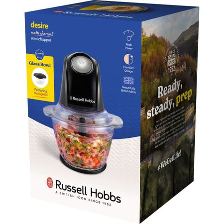 Mini Chopper - RUSSEL HOBBS - Carbone opaco - 200 W - 1 L - Nero