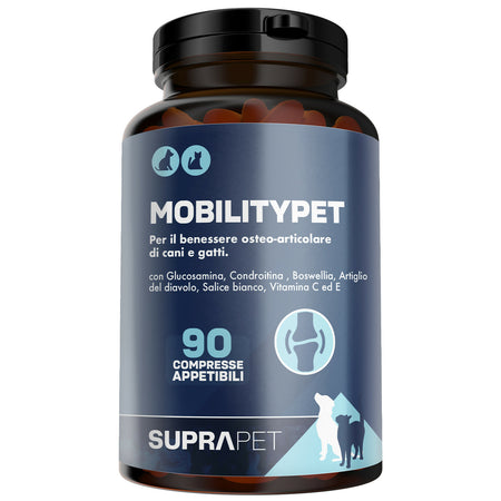Suprapet mobilitypet cani e gatti - supporto per ossa e cartilagini 90 compresse - con boswelia glucosammina, condroitina, msm, artiglio, vitamina c (90 unità (confezione da 1))