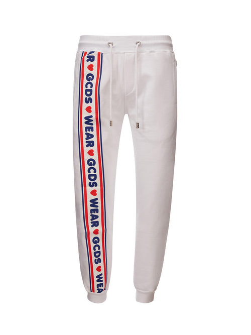 GCDS Pantalone Jogging Bianco con Logo da uomo