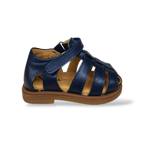 Ragnetto Primi Passi Bambino Pelle Blu Semi-Aperto Platis | Taglia 19-30