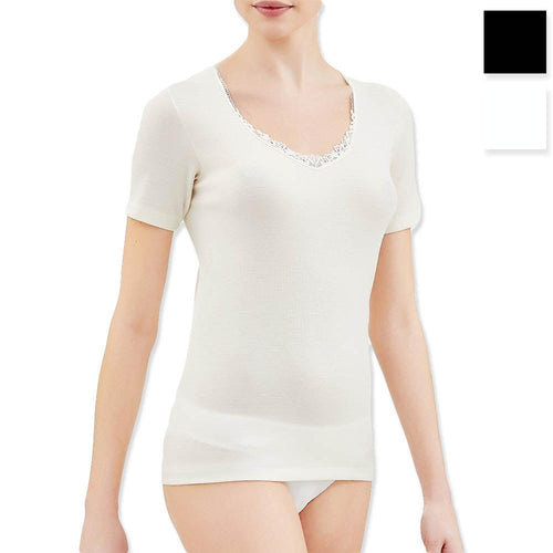 Ragno Maglia Intima a Maniche Corte in Pura Lana da Donna 073097 S27 - Passarelli Biancheria