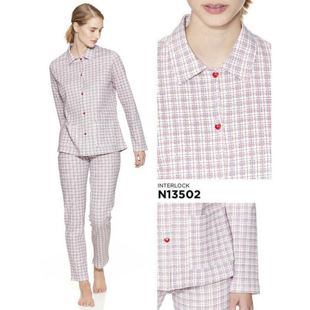 Ragno Pigiama Invernale Aperto da Donna in Caldo Cotone N13502 S28 - Passarelli Biancheria