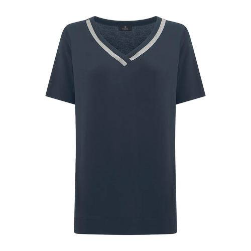 Ragno T-shirt elegante con Scollo a V in jersey di viscosa crêpe DN21T8 S38