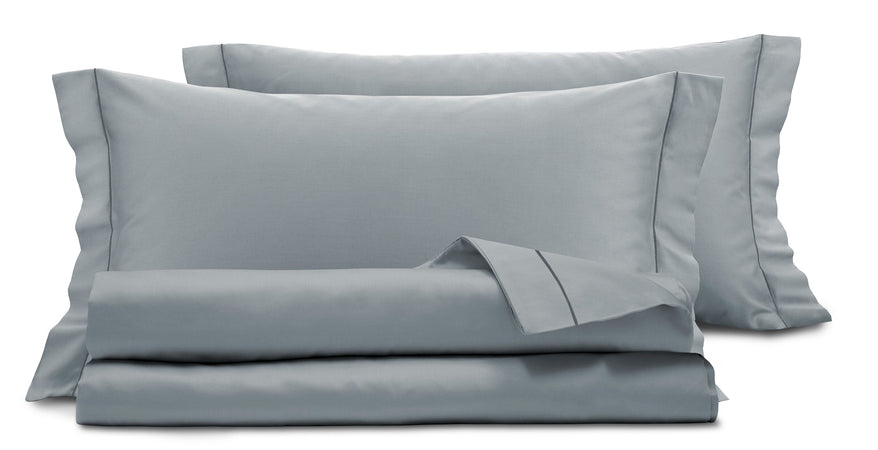 Completo lenzuola in raso di puro cotone Grigio Fumo - SmartDecoHome