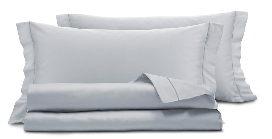 Completo lenzuola in raso di puro cotone Grigio Perla - SmartDecoHome