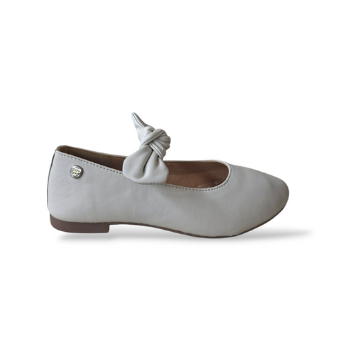 Ballerine Bambina Gioseppo Errol | Pelle Bianca Velcro Maxi Fiocco Laterale Eleganti Romantiche