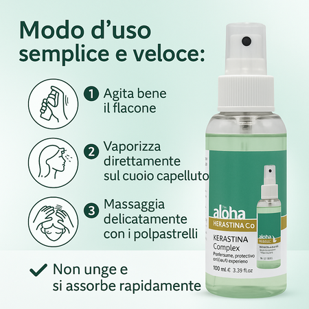 3x Aloha Spray Kerastina Complex Integratore per Capelli Anticaduta Extra Forte