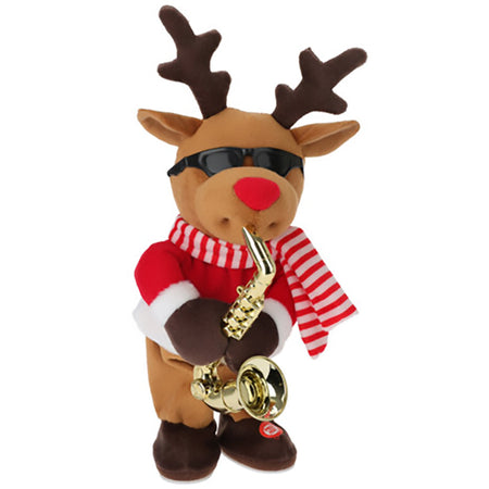 Statuetta natalizia con animazioni e suoni, decorazione per interno, con batteria, da 35 cm