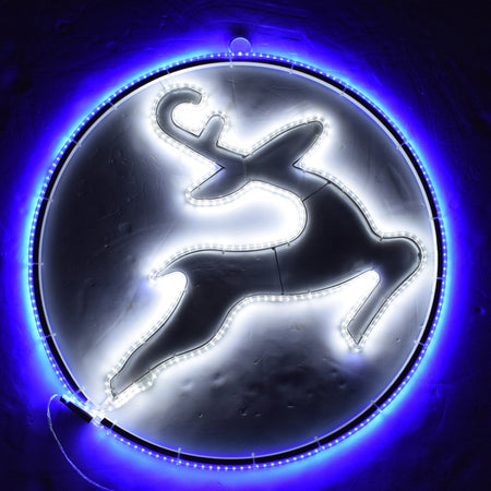 Renna luminosa effetto neon con led bifacciale Luce Fredda addobbi natalizi per esterno