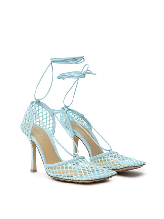Bottega Veneta Sandali Rete Stretch in Azzurro da donna
