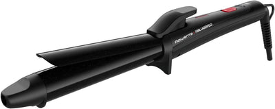 Rowenta x Karl Lagerfeld CF321L Ferro Arricciacapelli, 25 mm, Rivestimento Cheratina Lucente, Onde e Ricci Naturali, Temperatura Costante 200C, Riscaldamento rapido, Punta fredda, Nero/Rosso