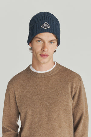 Roy Roger’s Cappello beanie unisex in maglia a coste blue navy