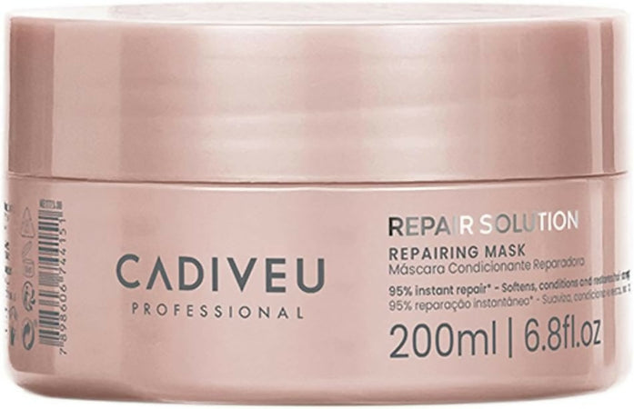 Cadiveu repair solution repairing mask 200 ml, dona maggiore lucentezza ed elasticità ai capelli danneggiati