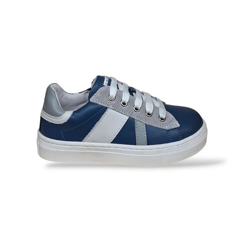 Sneakers Bambino Balducci Butter Pelle Blu Grigio Made in Italy