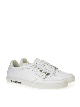 Roberto Cavalli Sneakers Bassa in Pelle Bianca da donna