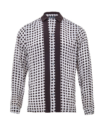 Dolce &amp; Gabbana Camicia in Seta a Pois Bianchi/Neri da uomo