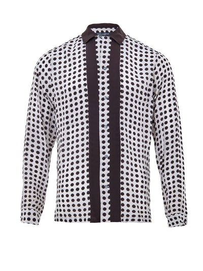 Dolce & Gabbana Camicia in Seta a Pois Bianchi/Neri da uomo