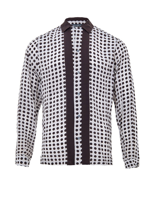 Dolce & Gabbana Camicia in Seta a Pois Bianchi/Neri da uomo