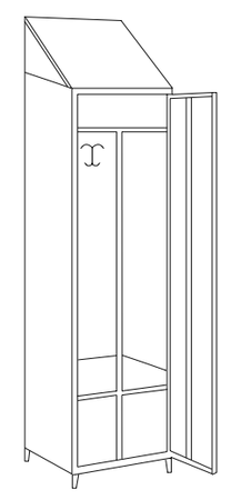 Armadietto spogliatoio inox AISI 430 ad 1 posto con tramezza interna cm. 50x50x215h