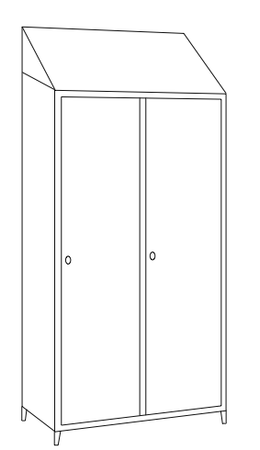 Armadio spogliatoio in acciaio inox AISI 430 a 2 posti a 2 ante con tramezza sporco/pulito cm. 95x50x215h