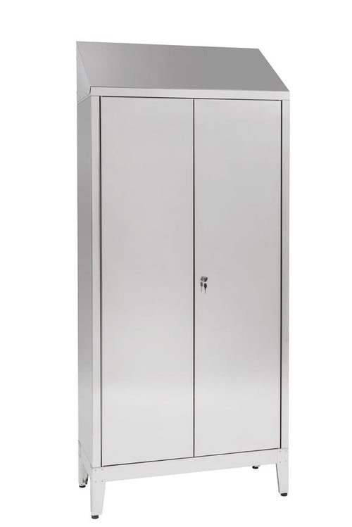 Armadio spogliatoio in acciaio inox AISI 304 a 2 posti a 2 ante con tramezza interna cm. 95x50x215h