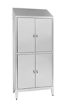 Armadio multispogliatoio acciaio inox AISI 430 a 4 posti a 4 ante con tramezza interna cm. 95x50x215h