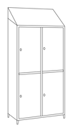 Armadio multispogliatoio in acciaio inox AISI 304 a 4 posti a 4 ante con tramezza sporco/pulito cm. 95x50x215h