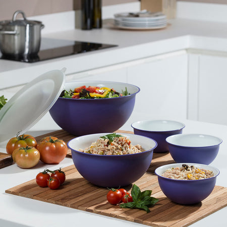 Set 2 ciotole con tappi  scodella da cucina moderna in tinta unita da 1.7 lt