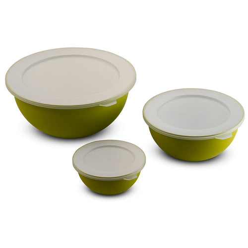Set 3 ciotole con tappi  scodella da cucina moderna in tinta unita 3 dimensioni