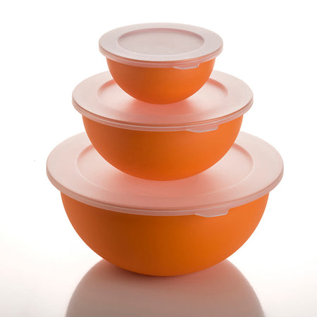 Set 3 ciotole con tappi  scodella da cucina moderna in tinta unita 3 dimensioni