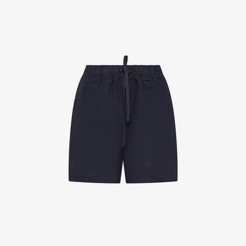 Shorts donna Sun68 blu navy in misto lino con coulisse