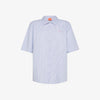 Camicia donna Sun68 a righe bianco azzurro in misto cotone con maniche corte