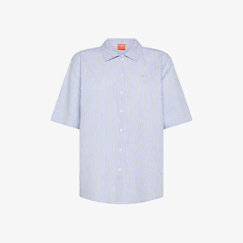 Camicia donna Sun68 a righe bianco azzurro in misto cotone con maniche corte