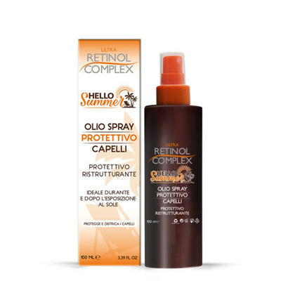 Olio protettivo capelli protettivo e ristrutturante spray ideale durante e dopo l'esposizione al sole hello summer ultra retinol complex