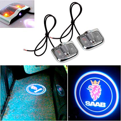 Logo Led Proiettore Sottoporta SAAB 12V 5W Adesivo Cortesia Luci Universale Auto