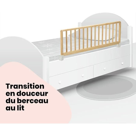 SAFETY 1ST, Sponda per letto in legno naturale, 110 cm compatibile con letti più grandi di 160 cm, eco-responsabile, 100% legno FSC