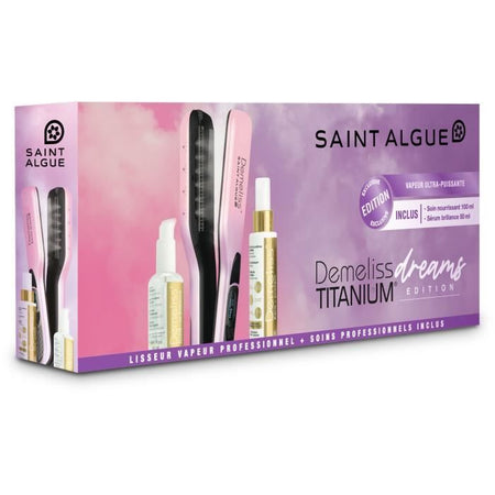 SAINT ALGUE 3964 - Set Demeliss TITANIUM Dreams Edition - Piastra a vapore + Trattamento nutriente Kera-Protein 100ml + Trattamento siero 50ml