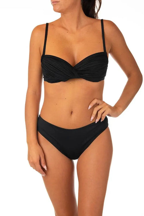SALSEDINE | Bikini ferretto con drappeggio + slip fianco 7cm