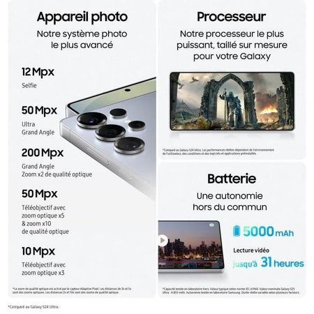 Smartphone SAMSUNG Galaxy S25 Ultra AI 256GB Blu Titanio