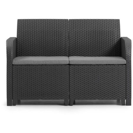 Allibert by KETER - Sanremo - divano da giardino - in resina intrecciata effetto rattan - grigio grafite