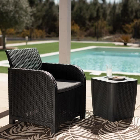 ALLIBERT by KETER - Poltrona SanRemo - imitazione rattan intrecciato - grigio grafite