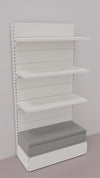 Scaffalatura verniciata a parete con cassetto basso a scorrimento su cuscinetti in PVC cm. 100x40x200h