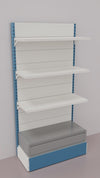 Scaffalatura verniciata a parete con cassetto basso a scorrimento su cuscinetti in PVC cm. 100x40x200h