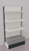 Scaffalatura verniciata a parete con cassetto basso a scorrimento su cuscinetti in PVC cm. 100x40x200h