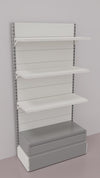 Scaffalatura verniciata a parete con cassetto basso a scorrimento su cuscinetti in PVC cm. 100x40x200h