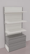 Scaffale da negozio con 2 cassetti inferiori a scorrimento su cuscinetti in PVC cm. 100x40x200h