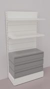 Scaffalatura verniciata da negozio con 3 cassetti a scorrimento su cuscinetti in PVC cm. 100x40x200h