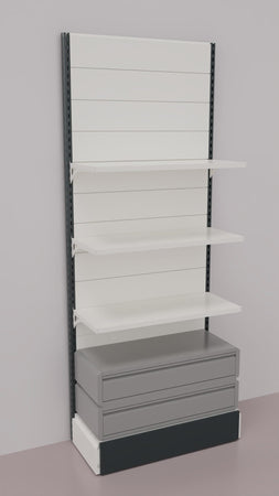 Scaffale da negozio con 2 cassetti inferiori a scorrimento su cuscinetti in PVC cm. 100x40x250h