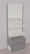 Scaffale da negozio con 2 cassetti inferiori a scorrimento su cuscinetti in PVC cm. 100x40x250h